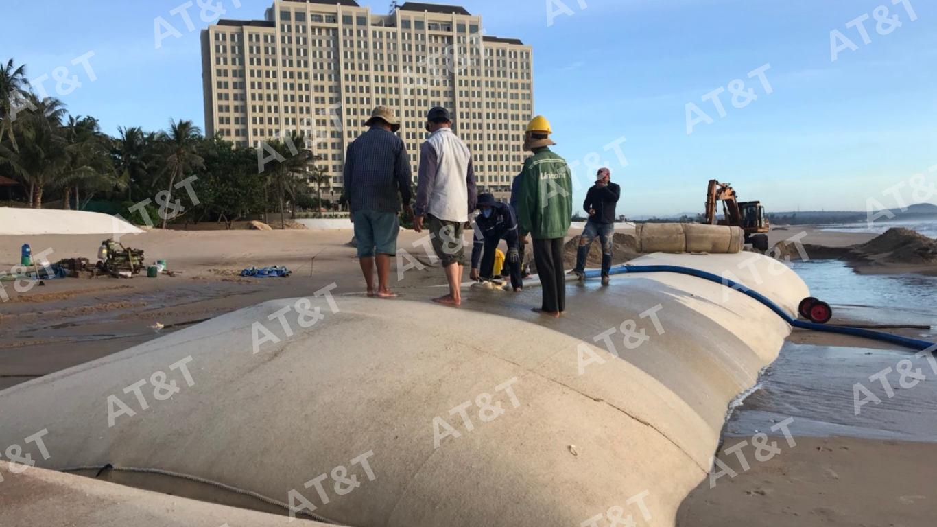 Thi công ống địa kỹ thuật Geotube